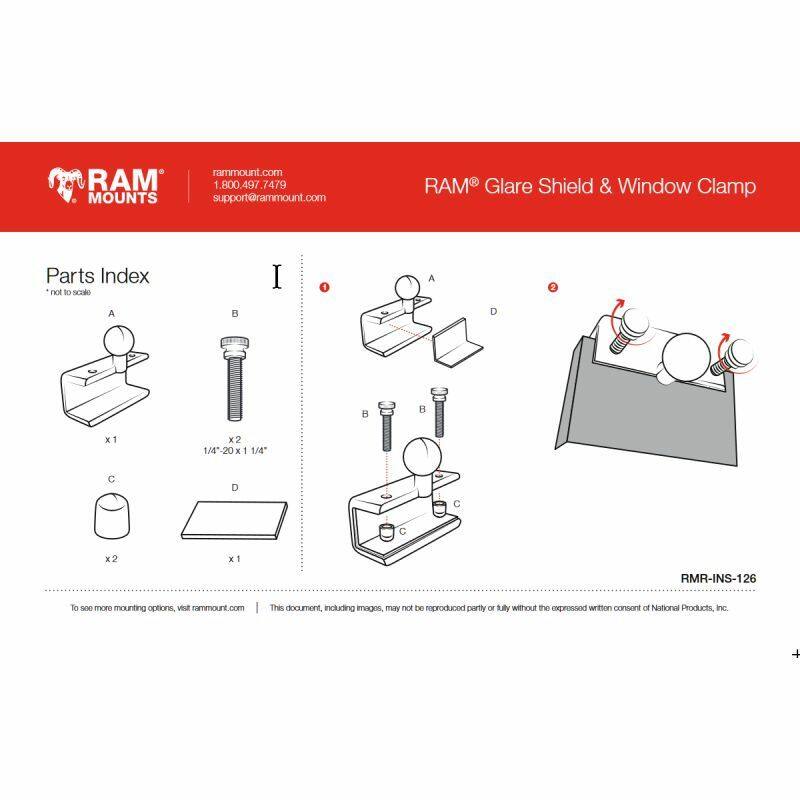RAM Glareshield Clamp with Diamond Base & Long Arm