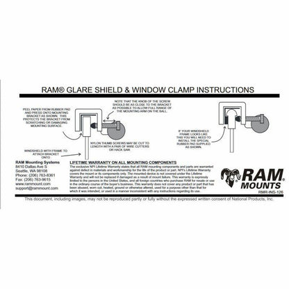 RAM Glareshield Clamp with Rectangular Base & Short Arm