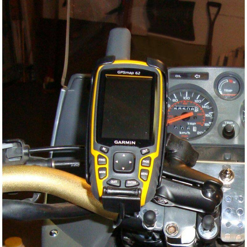 RAM-HOL-GA41 RAM® Mount for Garmin Astro 320, GPSMAP 62 & 64 Series - on motorbike with GPSmap 62