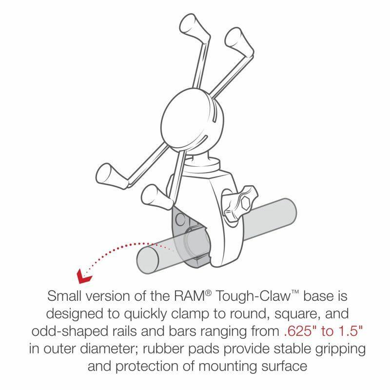 RAM X-Grip Universal SmartPhone Cradle - Low Profile Tough-Claw Handlebar Base