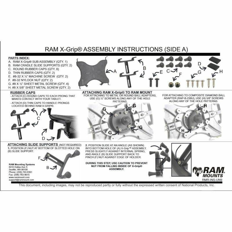 RAM® Universal X-Grip® Holder for 12" Tablets assembly guide