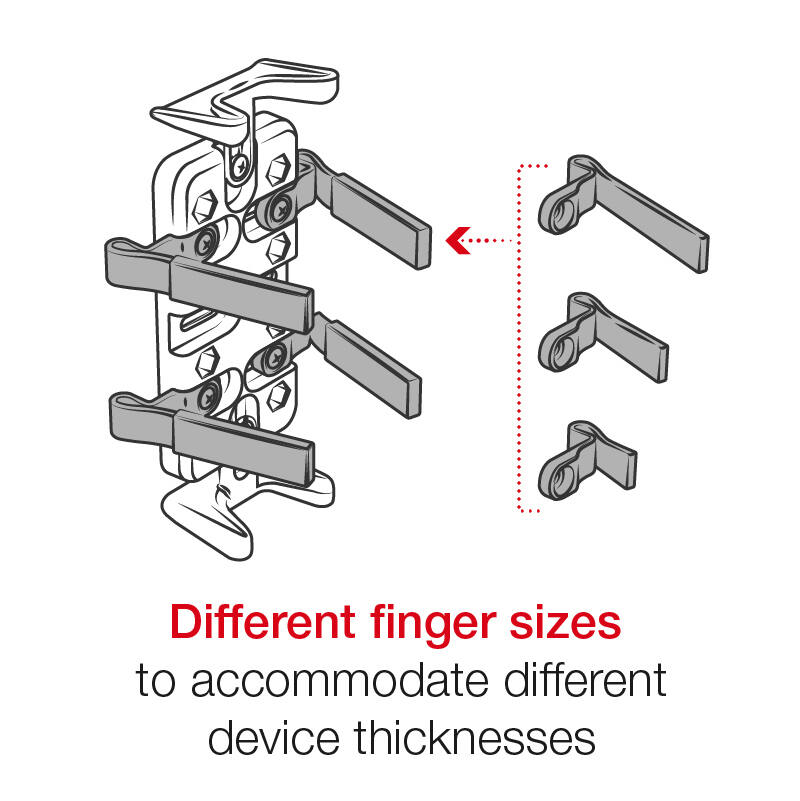 RAM-HOL-UN4U RAM® Finger-Grip™ Universal GPS and Radio Holder showing different finger sizes