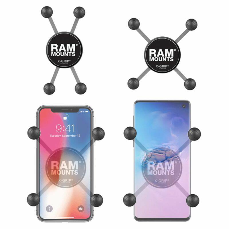 RAM X-Grip showing larger and smaller phone sizes