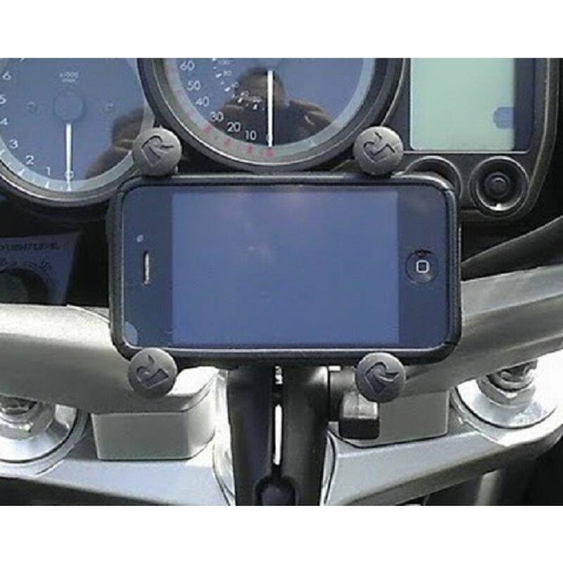 RAM-HOL-UN7BU RAM® X-Grip® Universal Phone Holder with phone on motorcycle