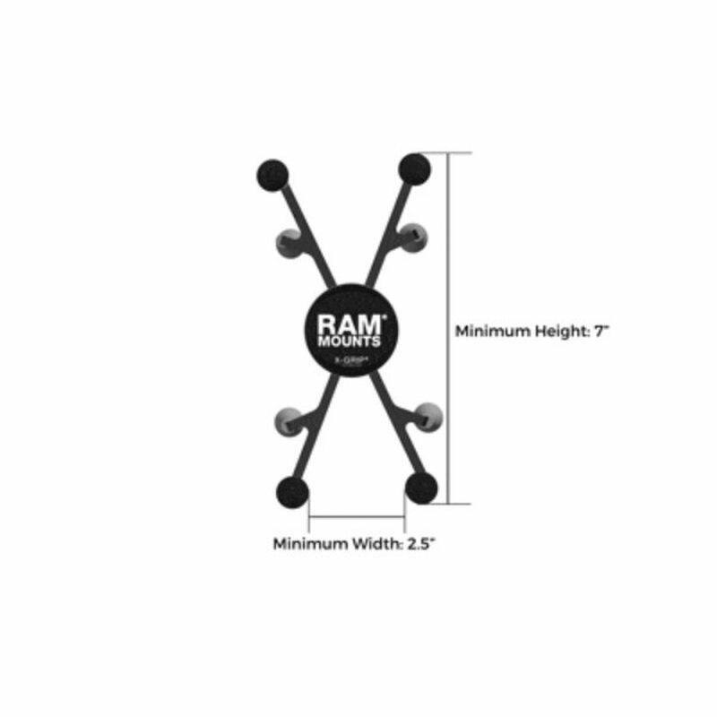 RAM-HOL-UN8BU RAM® X-Grip® Universal Holder for 7"-8" Tablets with Ball - dimensions - portrait