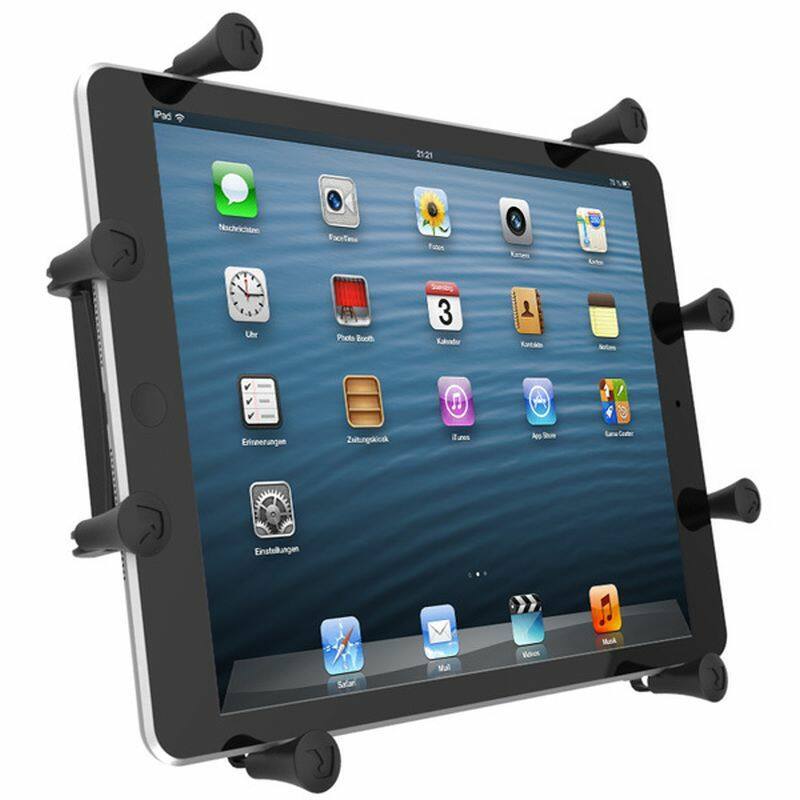 ram-hol-un9u X-Grip tablet holder from side with iPad