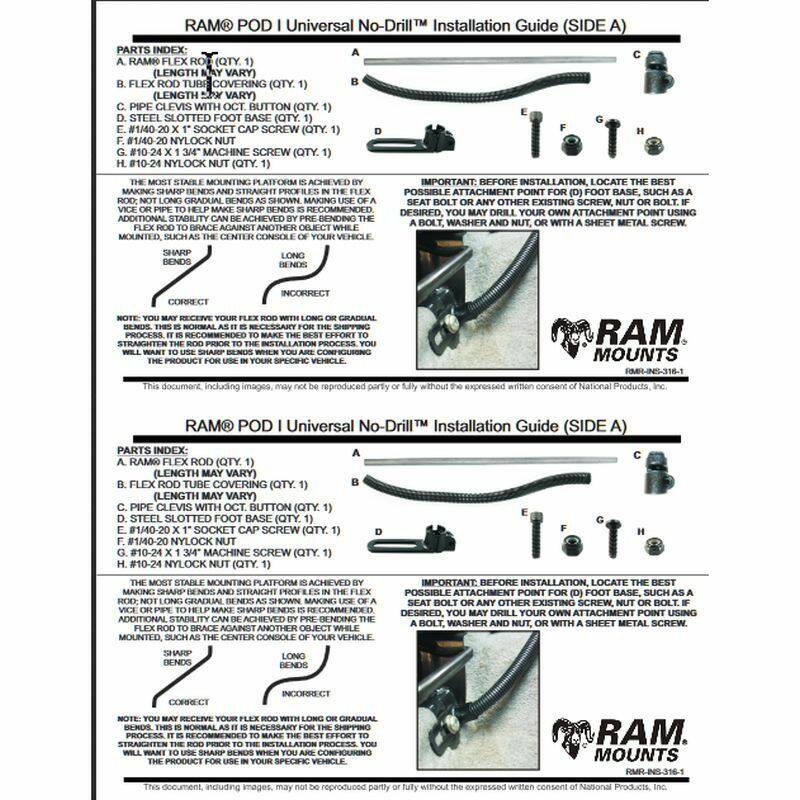 RAM Tough-Tray II Universal Laptop Holder - POD 1 No Drill Vehicle Base C Series