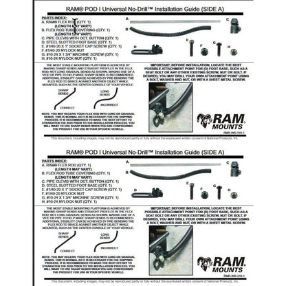 RAM Pod I Universal No-Drill Vehicle Mount - Composite Octagon Button