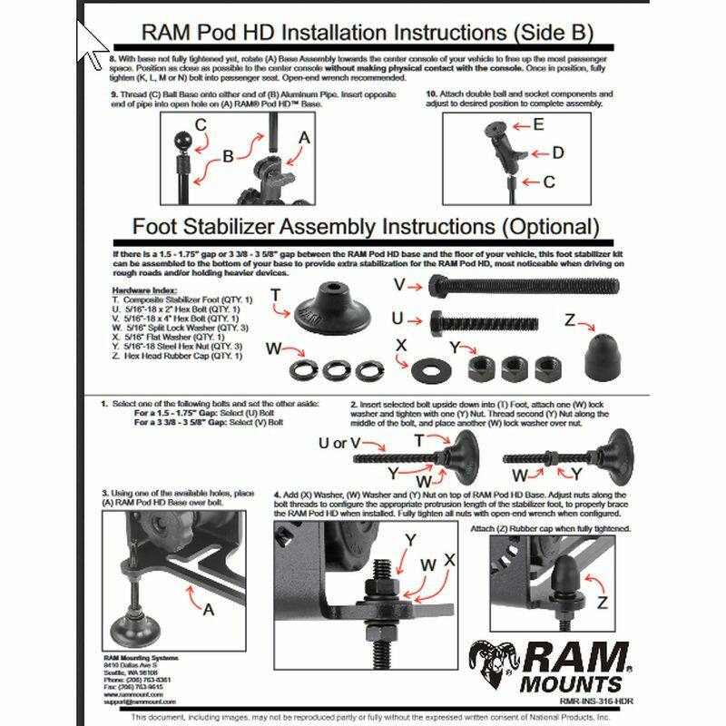 RAM Pod HD - A Universal No-Drill Vehicle Mount for RHD vehicles - VESA Plate