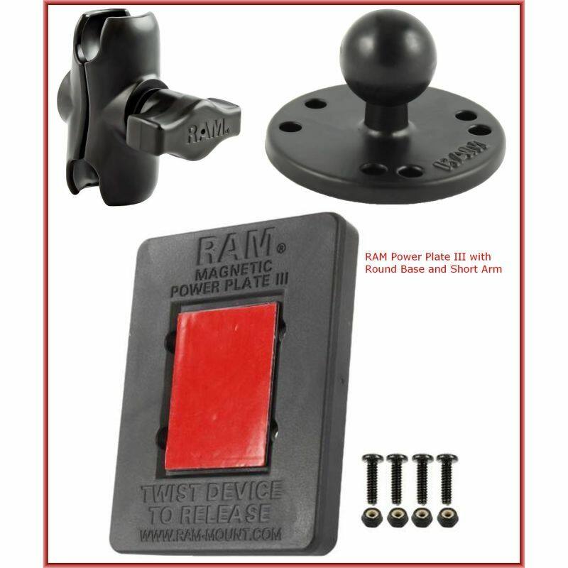 RAM-B-201-A-300-1U RAM Power Plate™ III Radar Detector Holder with Short (60mm) Double Socket Arm