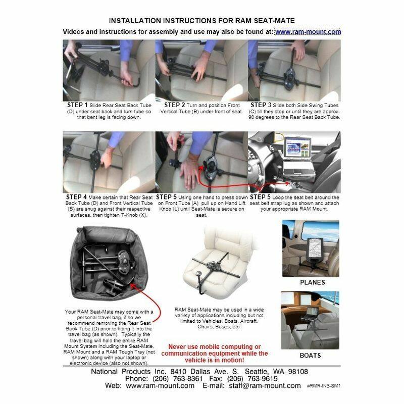 RAM-SM1 RAM® Seat-Mate™ instructions