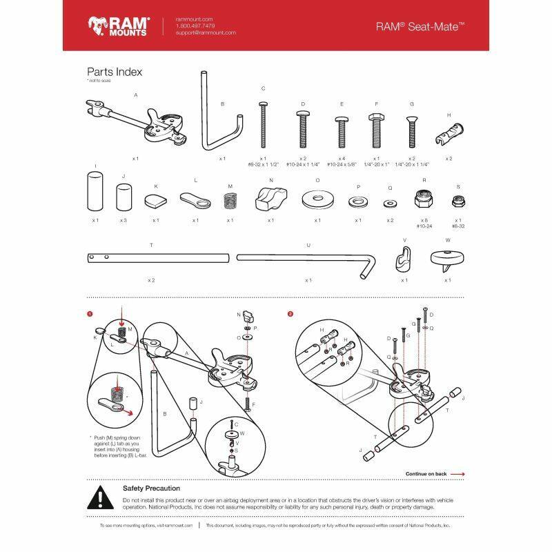 RAM-SM1 RAM® Seat-Mate™ Base parts