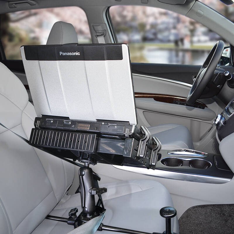 RAM-SM1-234-3 RAM® Seat-Mate Universal Laptop Mount - Medium Arm - installed in car