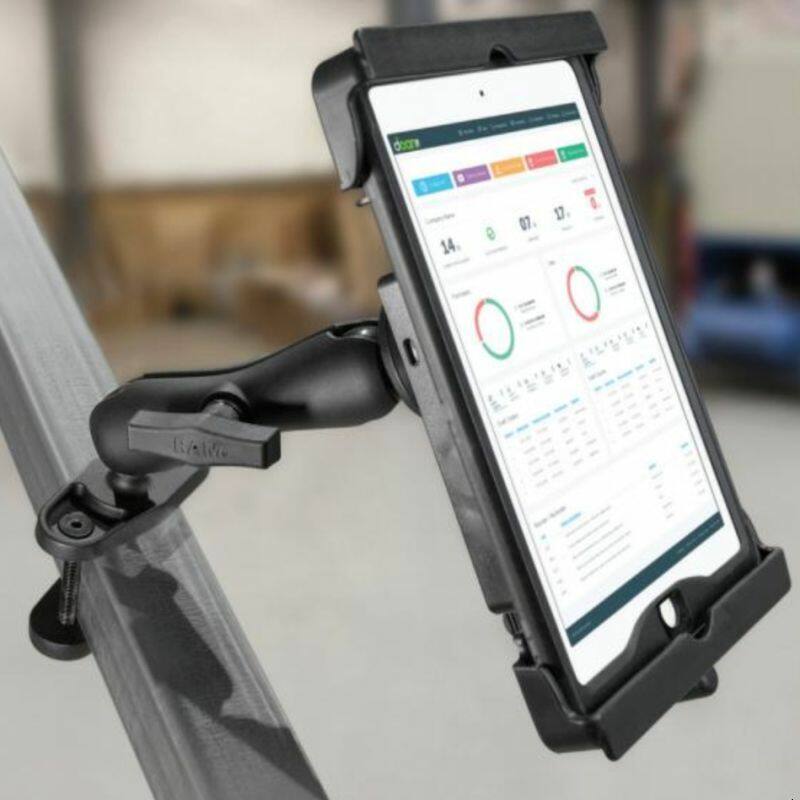 ram square post clamp base with tablet cradle on square post