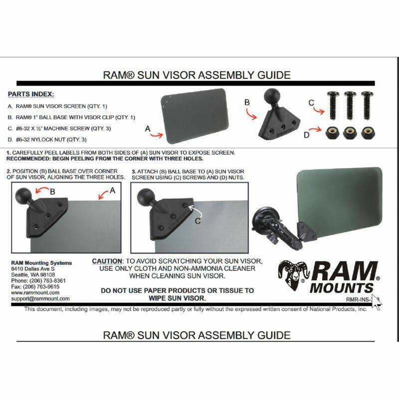 RAP-393-G1U RAM® Sun Visor with Ball Adapter instructions