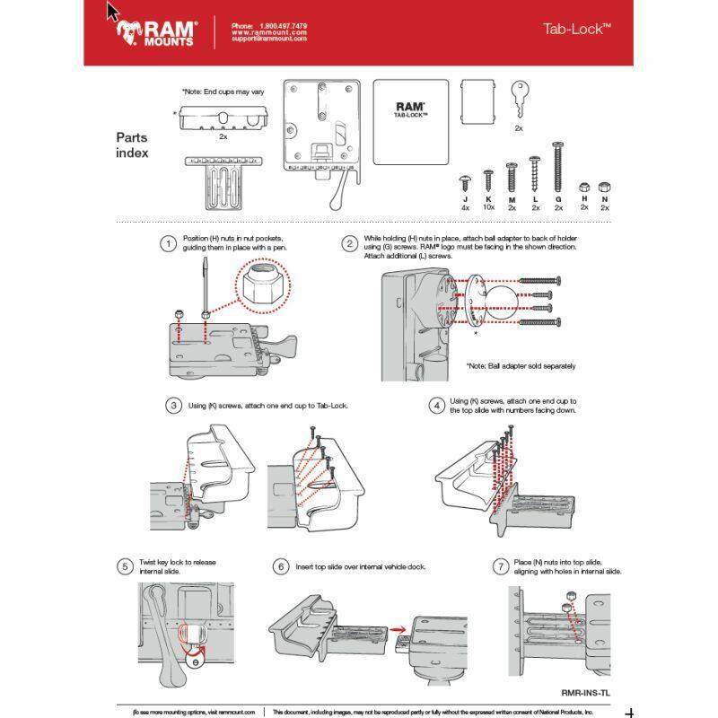 RAM-HOL-TABLBU RAM® Tab-Lock™ Backplate with Hardware - installation guide