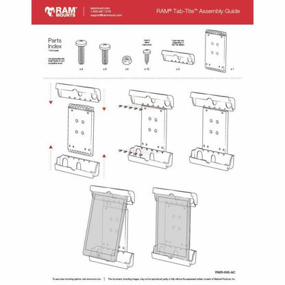 RAM Tab-Tite Cradle - 9.7" - 10" Tablets w/ Small Tough-Claw Base (B Series)
