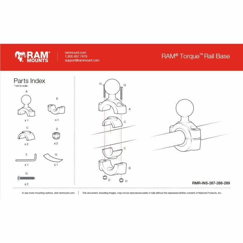 RAM® Torque™ Rail Base installed on handlebars