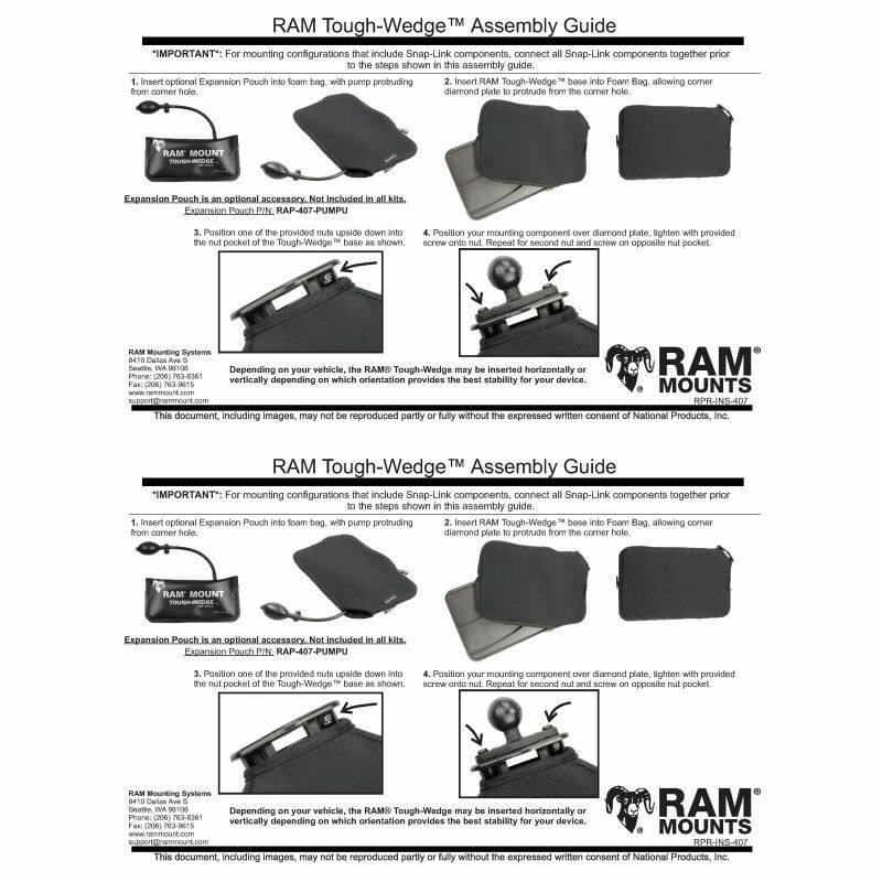 RAM Tab-Tite Cradle - 9.7" - 10" Tablets with Tough-Wedge Car Mount