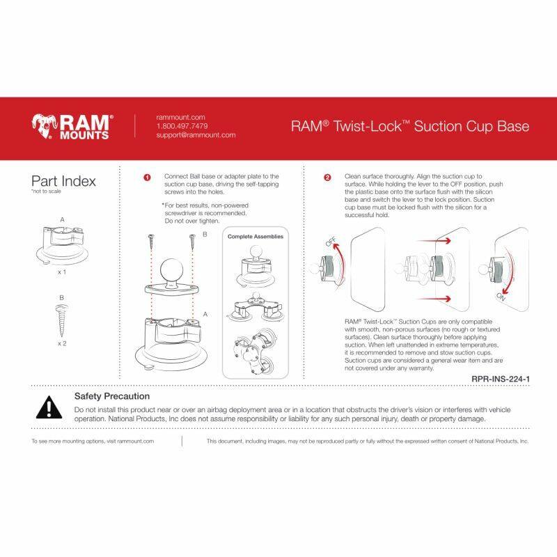 RAM Suction Cup Base - Dual Cup - with B Series Ball