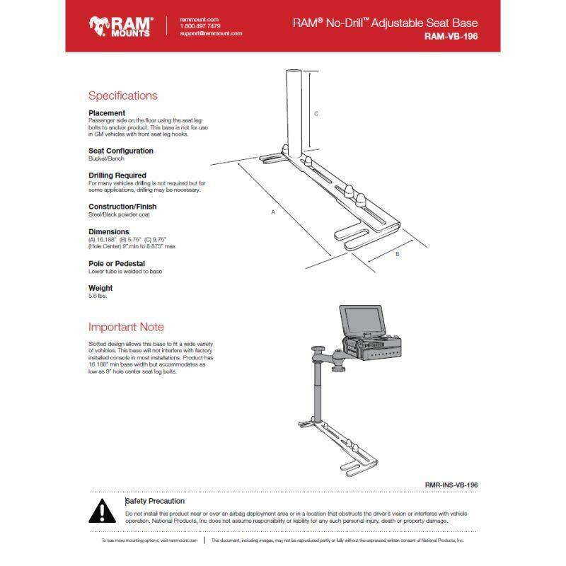 RAM Vehicle Floor Mount - Universal for RHD Vehicles
