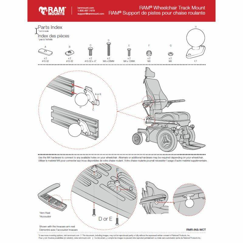 ram wheelchair armrest ball mount base instructions