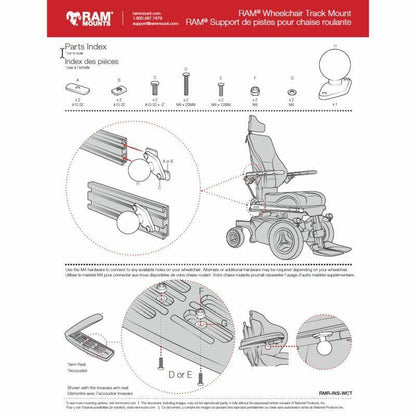 RAM Wheelchair X-Grip Universal Smartphone Cradle - Seat Track Base