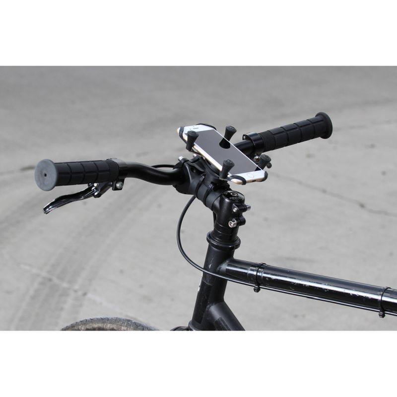 RAP-274-1-UN7U RAM® X-Grip® Large Phone Mount with RAM® EZ-On/Off™ Bicycle Base on handlebars