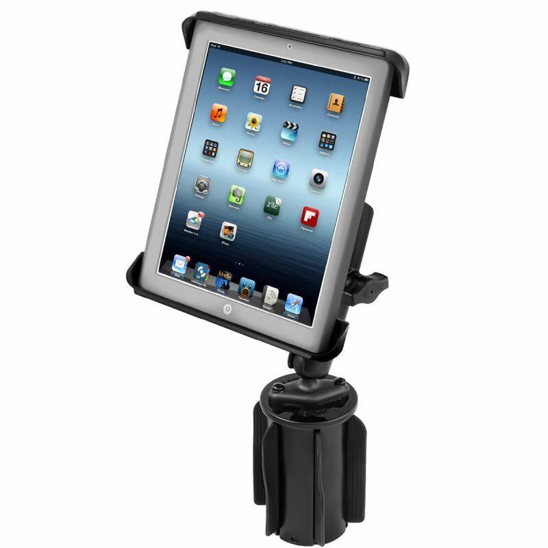 RAP-299-3-C-TAB3U RAM-A-CAN™ II Universal Cup Holder Mount with Tab-Tite™ Universal Spring Loaded Cradle for iPad 1-4 and 9.7 - 10" Tablets