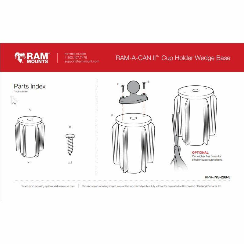 RAM Cup Holder Base - RAM-A-CAN with Arm and Diamond Adaptor Plate (1" ball)