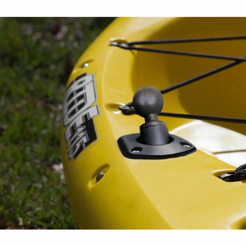 RAP-354-162U RAM® Ball Base with Flush Tube Wedge Adaptor - C Size installed on kayak