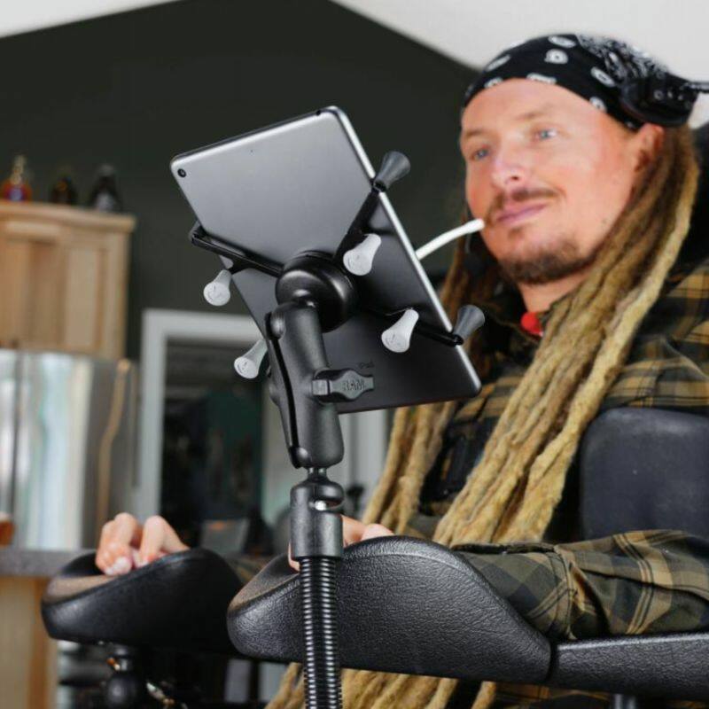 RAP-400-18-B-201 RAM® Tough-Claw® with RAM® Flex-Rod™ 18" Extension Arm for Wheelchairs with iPad