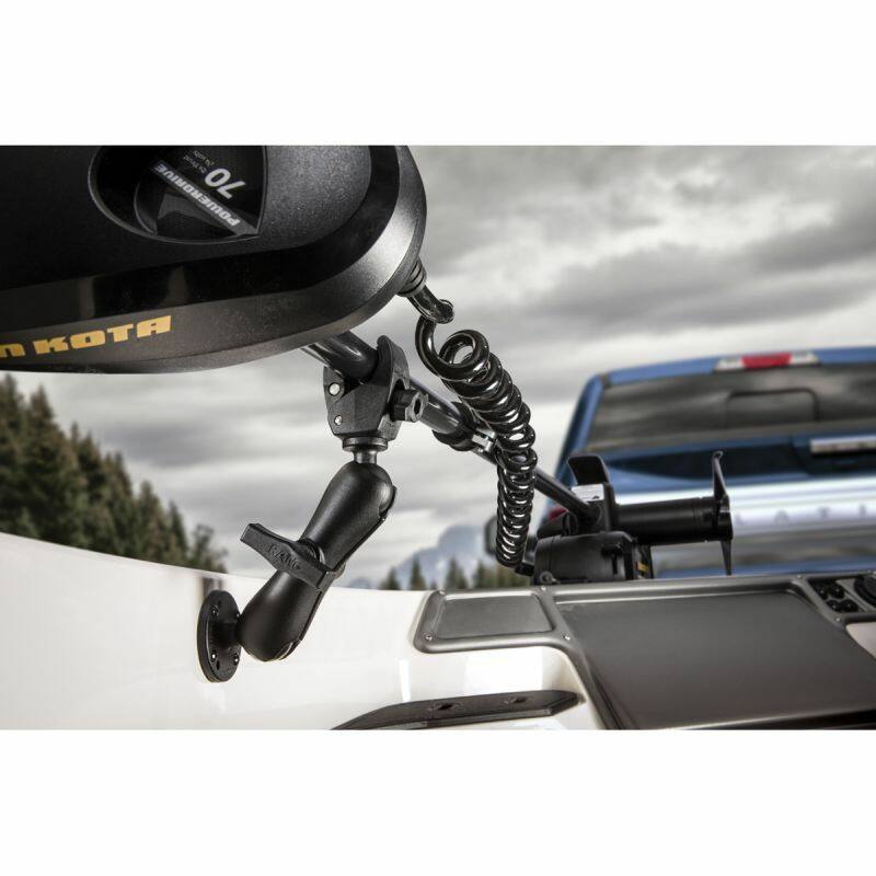 RAP-400-202U RAM Tough-Claw™ Trolling Motor Stabilizer installed