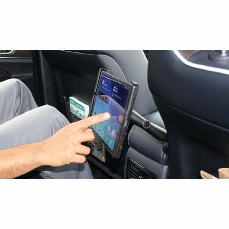 RAM-B-407-C-202U RAM® Tough-Wedge™ with Double Socket Arm and Round Plate and Tablet Cradle - used from rear seat