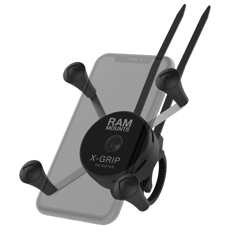 RAM X-Grip Universal Smartphone Cradle with Low Profile Zip Tie Handlebar Base