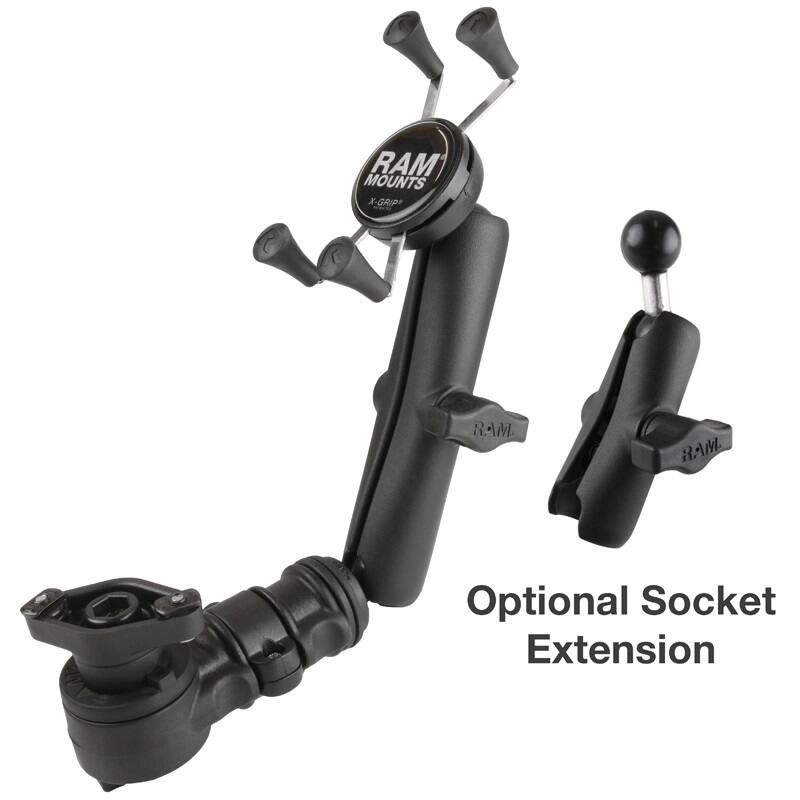 RAP-AAPR-WCT-419-UN7U RAM® Phone Mount for Wheelchair Armrests with Quick Release & Swivel with optional socket extension