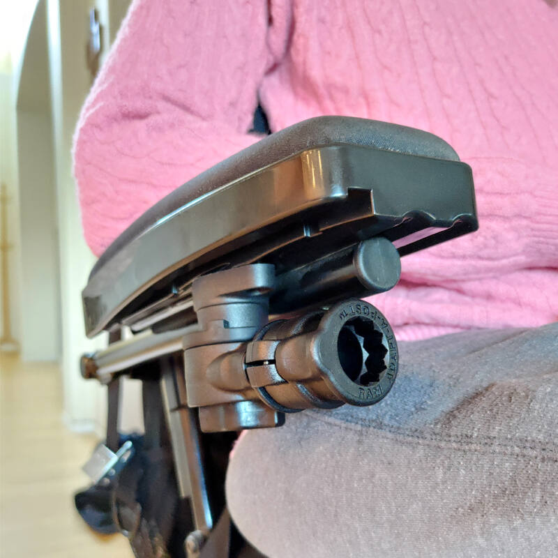 RAP-AAPR-WCT RAM® Universal Wheelchair Base with Quick Release & Swivel Feature on wheelchair