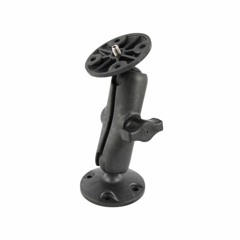 RAP-B-101AU RAM® Composite Ball Adaptor with Round Plate and 1/4"-20 Threaded Stud and double socket arm