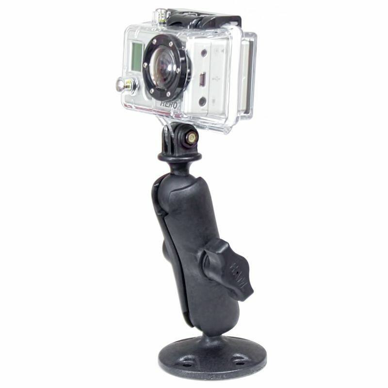 RAP-B-138-GOP1U RAM® Drill-Down Mount with Universal Action Camera Adaptor (composite) with camera
