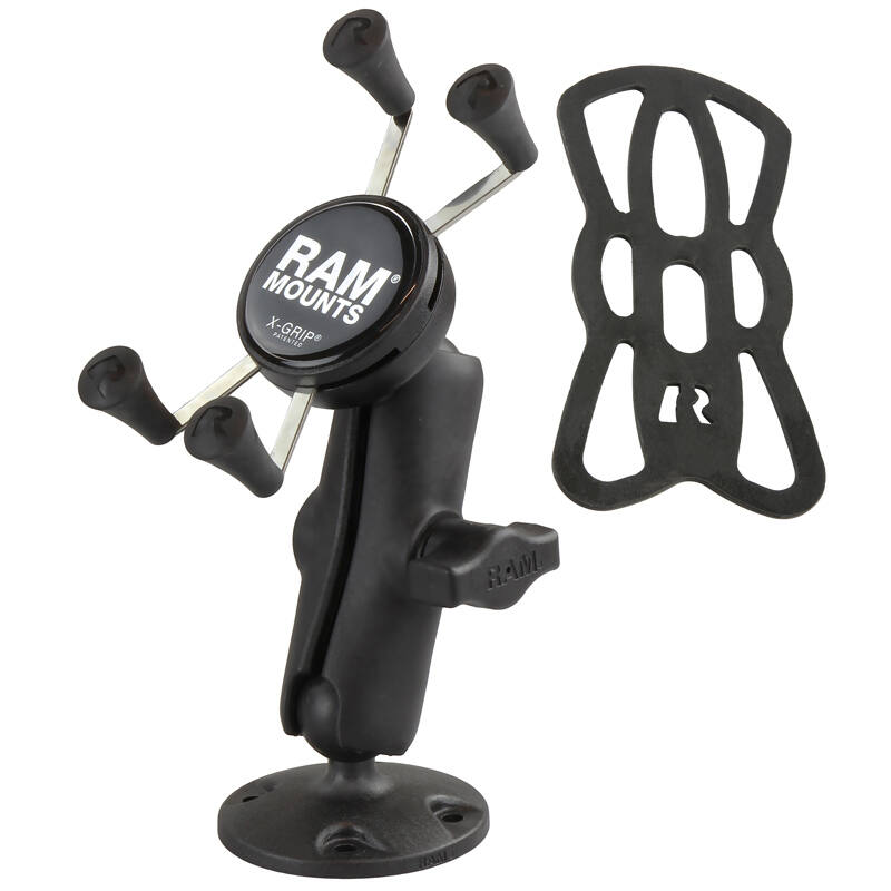 RAP-B-138-UN7U RAM® X-Grip® High-Strength Composite Phone Mount with Drill-Down Base - with tether