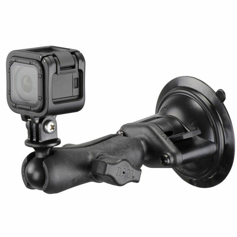 RAP-B-166-GOP1 - RAM® Twist-Lock™ Composite Suction Mount with Action Camera Adapter