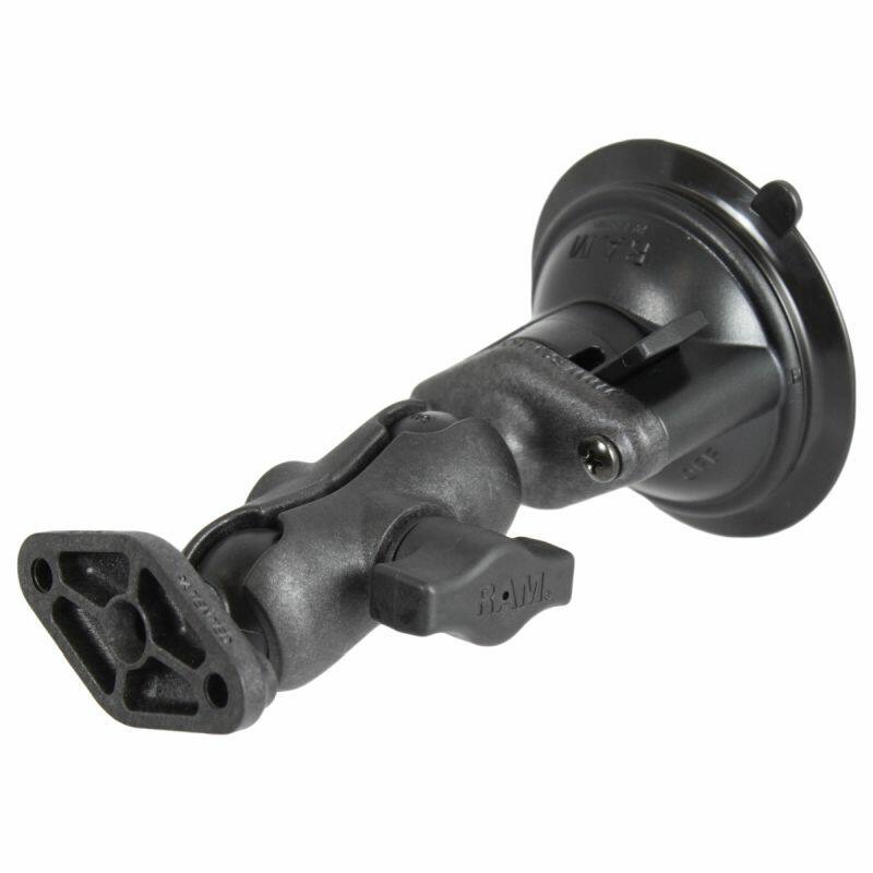 RAP-B-166U-A RAM Composite Twist-Lock™ Suction Cup with Short Double Socket Arm and Diamond Base Adapter