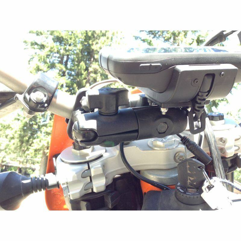 RAP-B-200-12U RAM® Composite Double Socket Swivel Arm for 1" Balls on motorbike with GPS