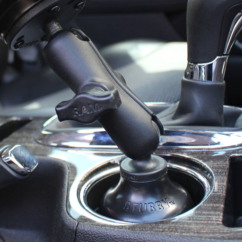 RAP-B-299-4U RAM® Stubby™ Cup Holder Ball Base with arm and round base