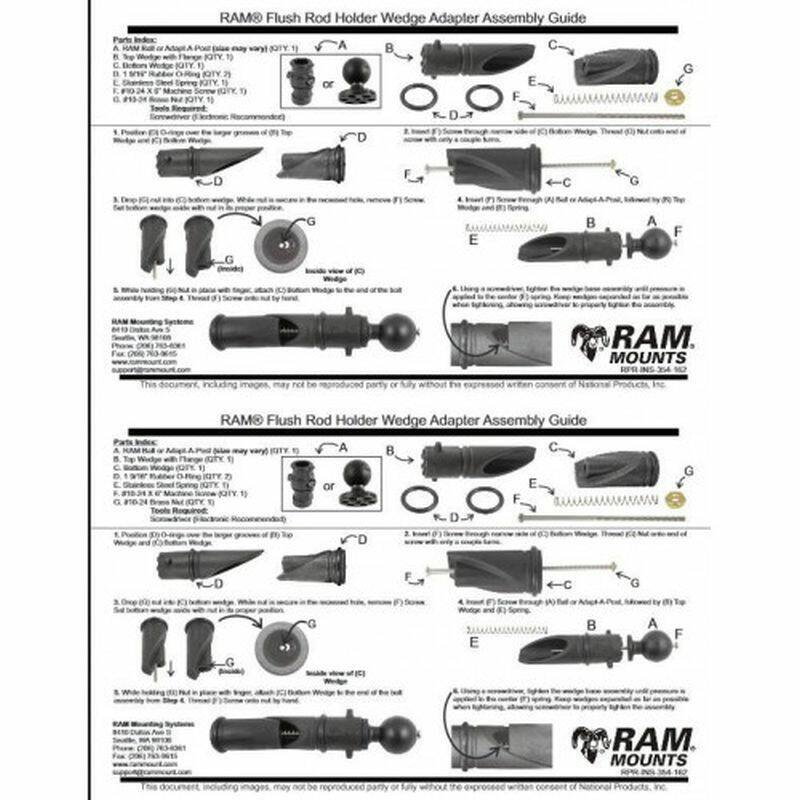 RAP-B-354U RAM® Wedge Ball Adapter for Scotty and Hobie Sail Port Base - B Size - instruction sheet