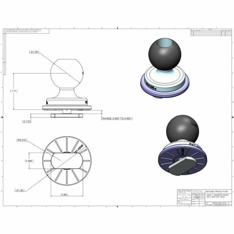 RAP-B-354U-TRA1 RAM® Track-Ball base dimensions and drawing file
