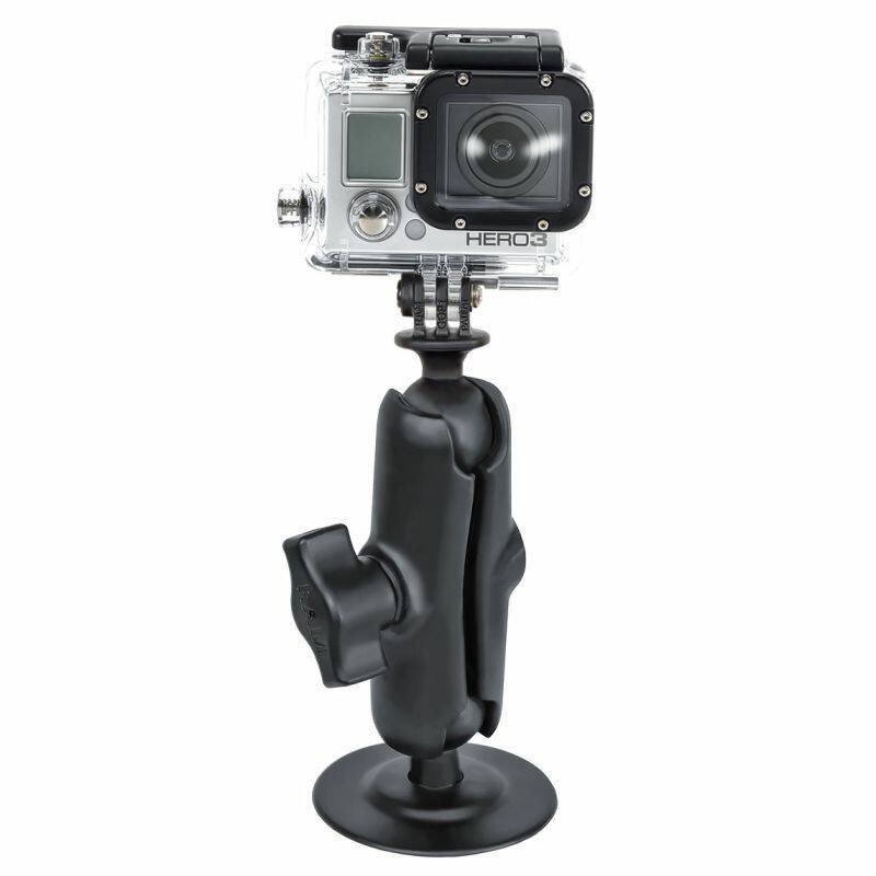 RAP-B-378-202U-GOP1 RAM® Action Camera mount with Flexible Adhesive Base and Double Socket Arm.
