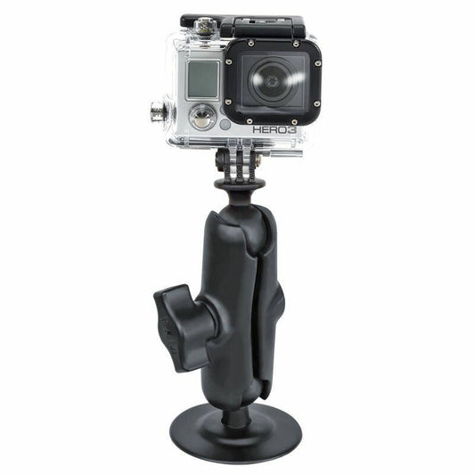 RAP-B-378-202U-GOP1 RAM® Action Camera mount with Flexible Adhesive Base and Double Socket Arm.