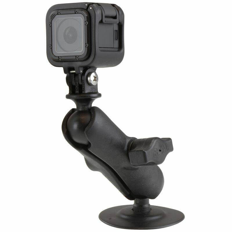RAP-B-378-202U-GOP1 RAM® Action Camera mount with Flexible Adhesive Base and Double Socket Arm