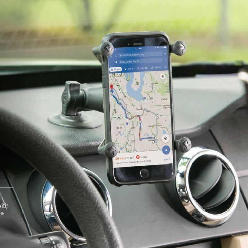 RAP-B-378-UN10U Flex Adhesive Mount with Universal RAM® X-Grip® Phone/Phablet Cradle in car